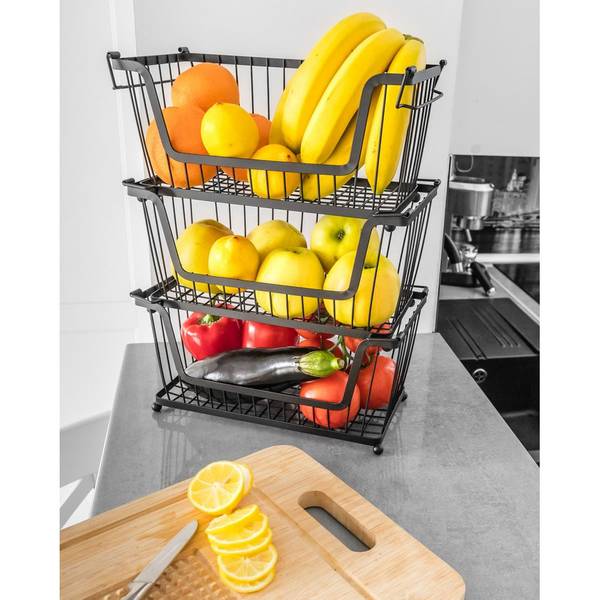 Obstkorb 3er Set SET272 Schwarz - Metall - 18 x 41 x 31 cm