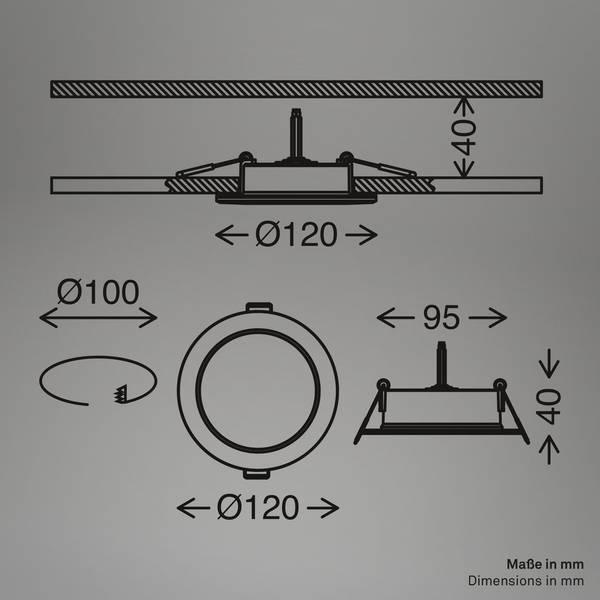 Einbauleuchten 3945034 3 Stk. Grau
