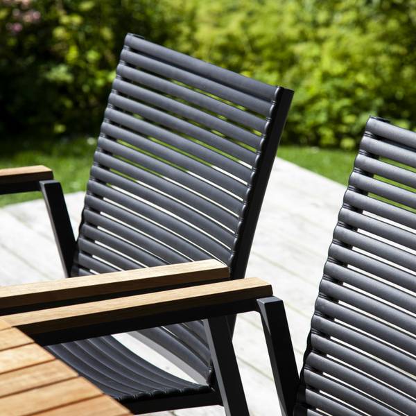 Gartentisch Mood Grau - Metall - Massivholz - 100 x 72 x 168 cm