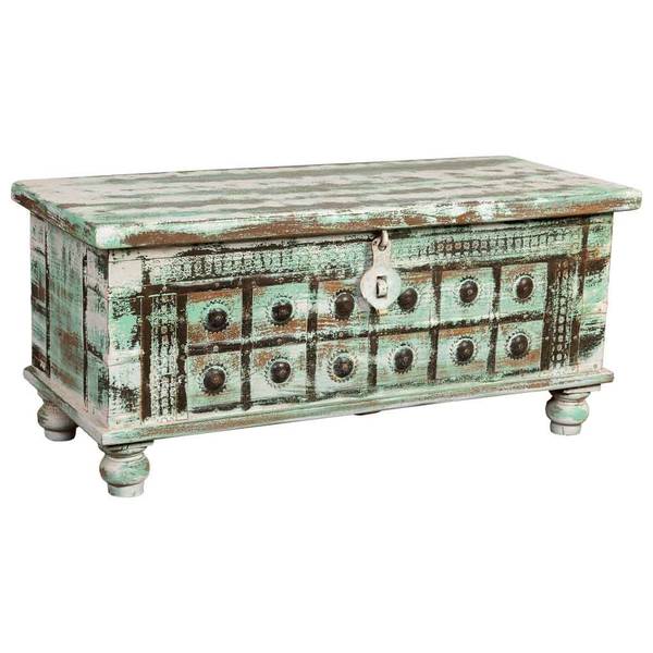 Truhe 4523361041 Grün - Massivholz - 98 x 45 x 42 cm