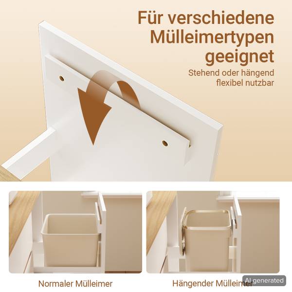 Küchenschrank FSB111-WN Braun - Weiß - Melamin - 38 x 90 x 80 cm