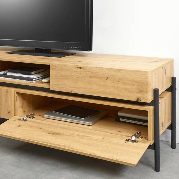 TV-Element JASMINA Schwarz - Braun - Metall - Holz teilmassiv - 175 x 54 x 42 cm