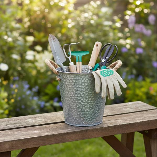 Blumentopf 6er Set Übertöpfe Silber - Eisen - 15 x 16 x 15 cm