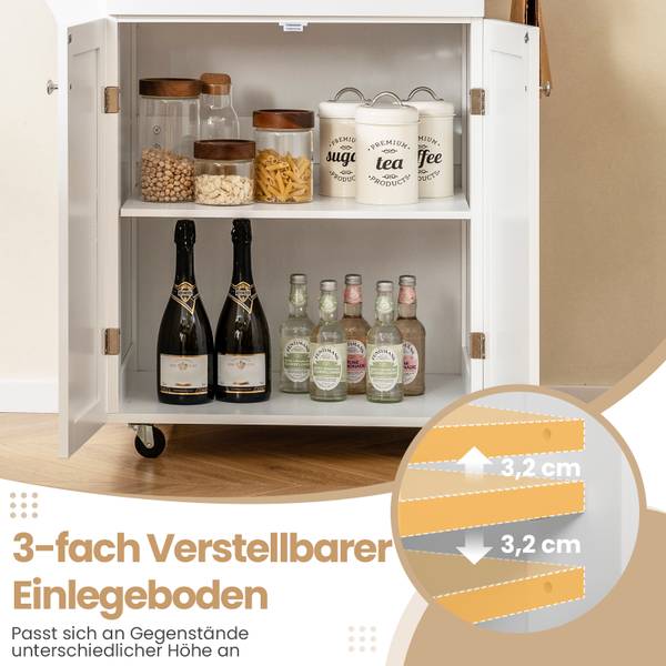 Küchenwagen WO78907ITDE Weiß - Holzwerkstoff - 48 x 91 x 83 cm
