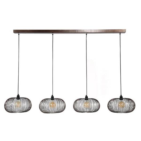 Pendelleuchte Disk 4L Grau - Metall - 35 x 150 x 170 cm