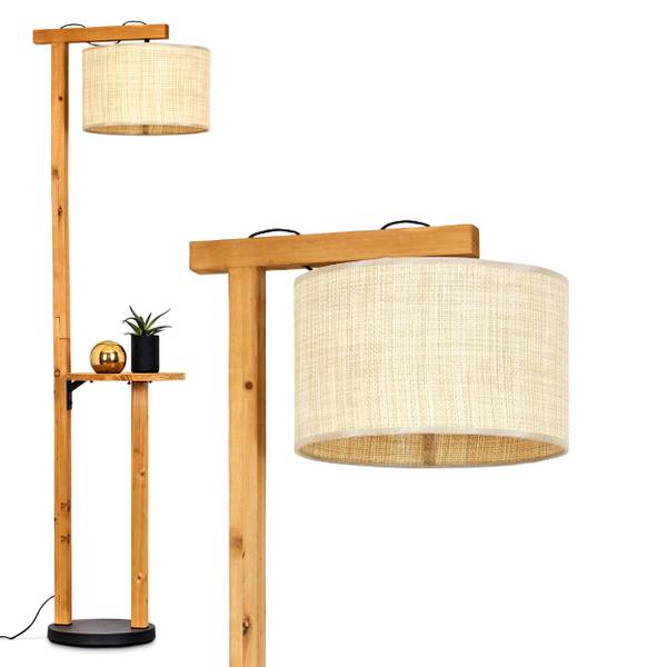 Stehlampe Milanesi Beige - Holzwerkstoff - Metall - 43 x 172 x 50 cm