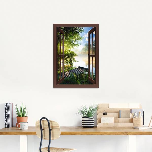 Alubild Fensterblick Angelsteg Braun - 70 x 100 cm