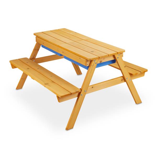 Kindersitzgruppe Holz für Garten Blau - Braun - PVC - 90 x 49 x 85 cm