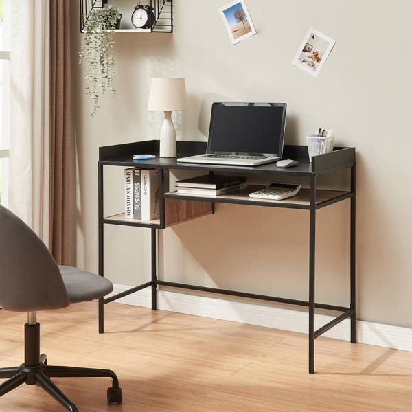 Bureau Belana Noir - Marron - Bois manufacturé - Métal - 43 x 82 x 100 cm