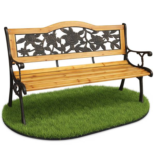 Gartenbank ROSA Schwarz - Braun - Stahl - 125 x 77 x 52 cm