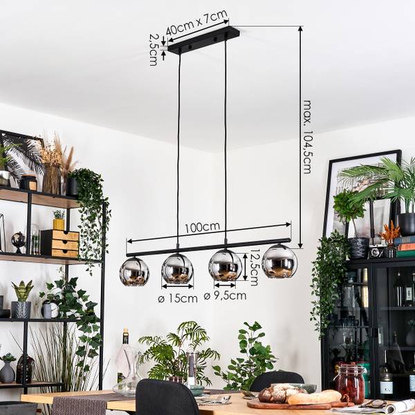 Pendelleuchte Cesaro Grau - Silber - Metall - 16 x 22 x 110 cm