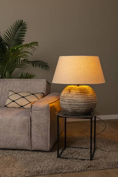Tischlampe DENISE Braun - Baumwollstoff - 55 x 60 x 55 cm