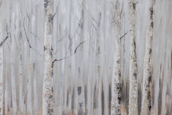 Acrylbild Handgemalt Wald & Bäume Oz Braun - Weiß - Baumwollstoff - 90 x 60 x 4 cm