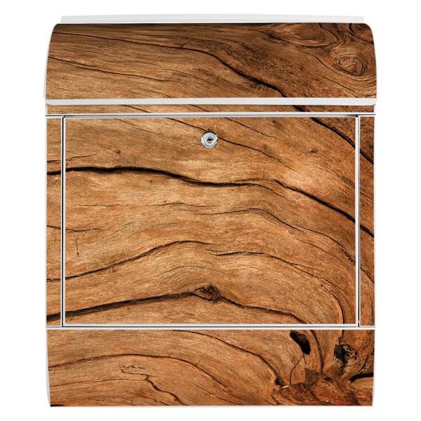 Briefkasten Stahl Trockenes Holz Weiß - Stahl - 38 x 46 x 13 cm