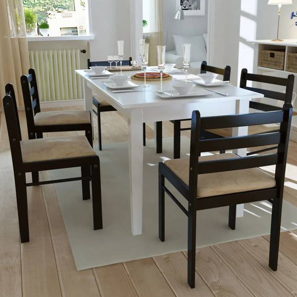 Eetkamerstoel 291746-1 Set van 6 bruin - rubberboom - 44 x 81 x 45 cm