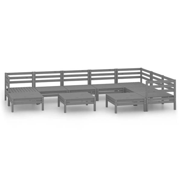 Loungeset 3010555 set van 10 grijs - grenenhout - 64 x 29 x 64 cm