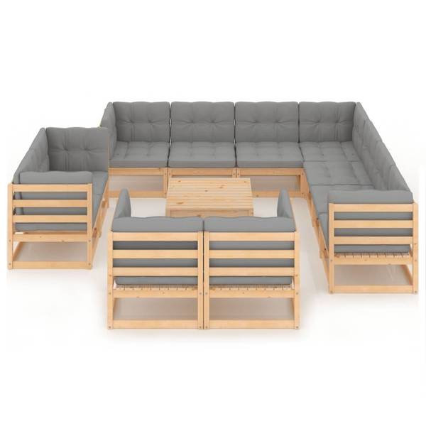 Garten-Lounge-Set 3009711-2 (12-teilig) Braun - Polyester - Kiefer - 70 x 30 x 70 cm