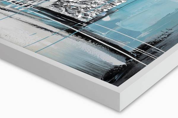 Tableau peint à la main Abstrait Vero Gris - Turquoise - Coton - 80 x 80 x 4 cm