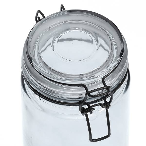 Vorratsglas m. Bügelverschluss, 1000ml Grau - Glas - 10 x 21 x 10 cm