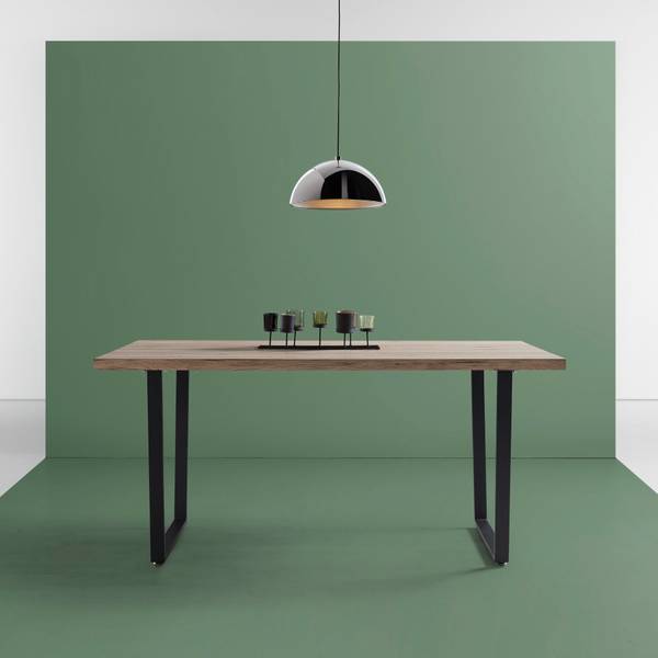 Esstisch DAVE Braun - Holzwerkstoff - Metall - 90 x 76 x 160 cm