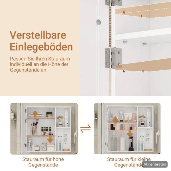 Spiegelschrank BZR239-E-W Weiß - Holzwerkstoff - 16 x 60 x 60 cm