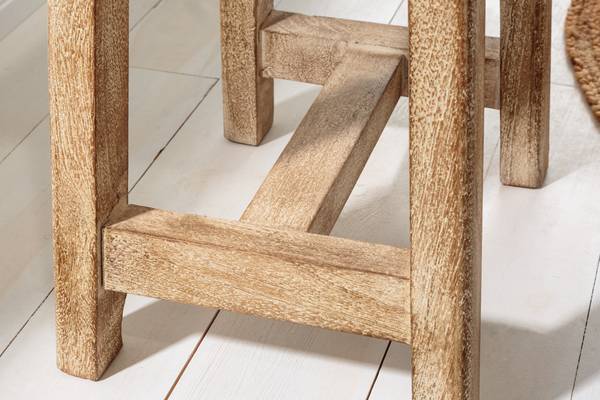 Hocker FINCA Beige - Braun - Weiß - Mango - 40 x 45 x 30 cm