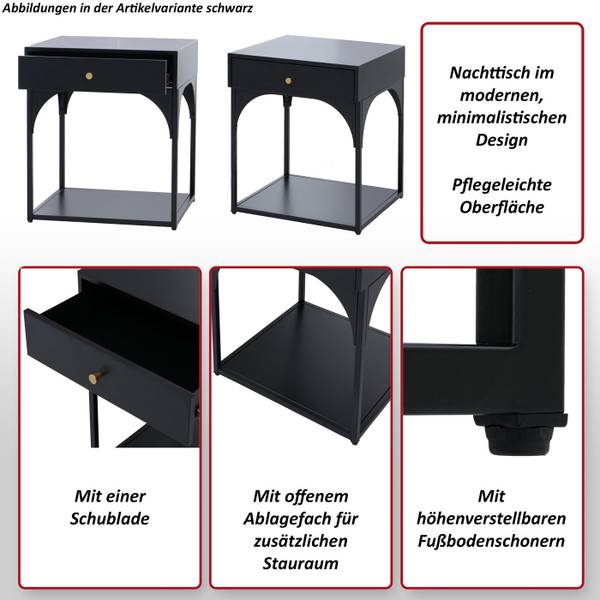 Nachtkastje O88 zwart