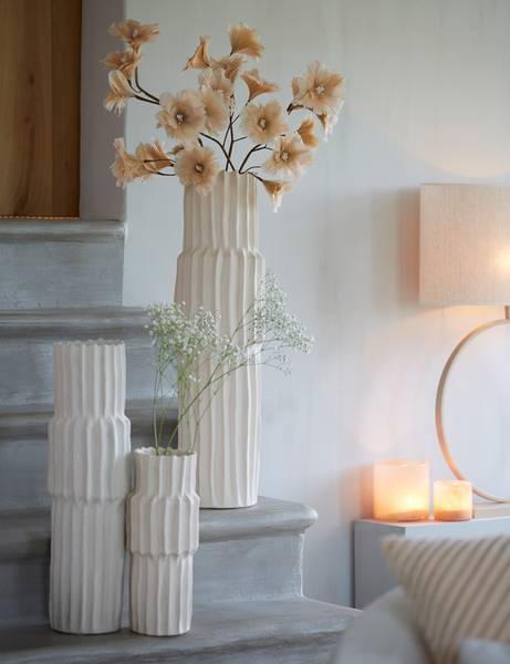 Vase Longa Weiß - Steingut - 21 x 73 x 21 cm