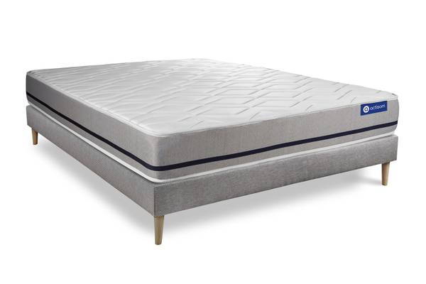 Bettgestell und Matratze Actimemo soft Grau - Massivholz - 150 x 49 x 195 cm