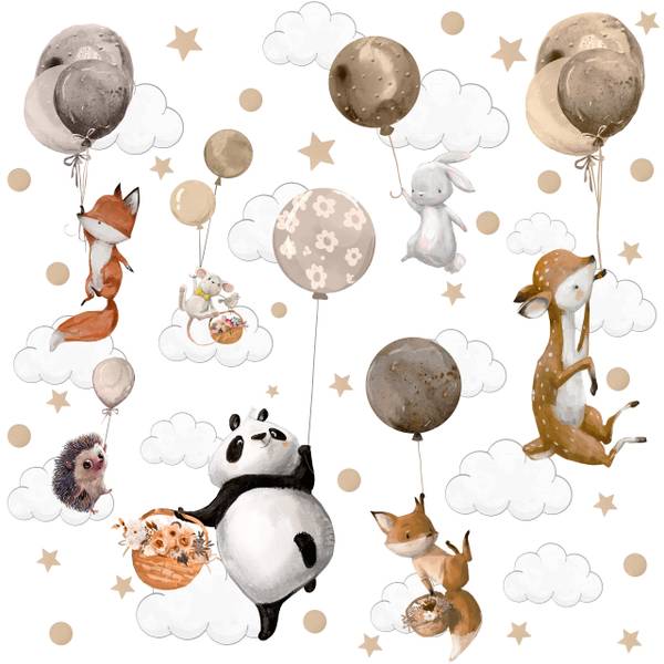Wandaufkleber Tiere und Wolken 51‑er Set 60 x 30 x 30 cm