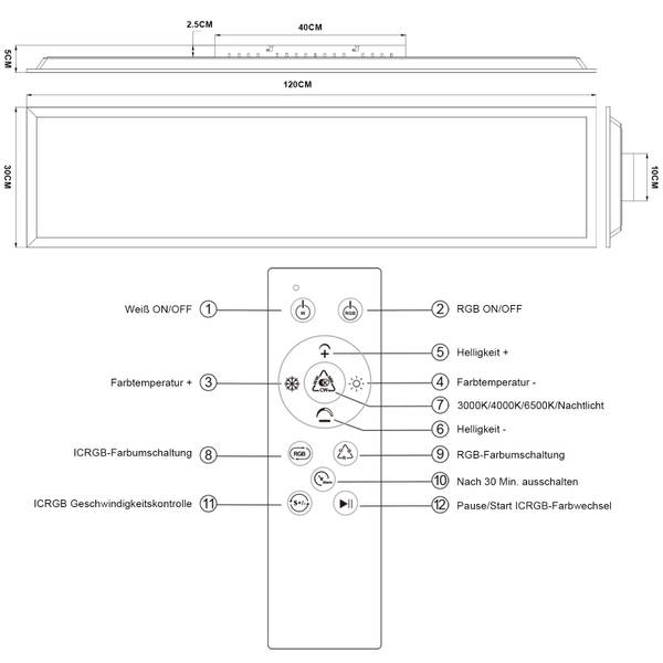Deckenleuchte ghfcp 120 x 6 x 30 cm