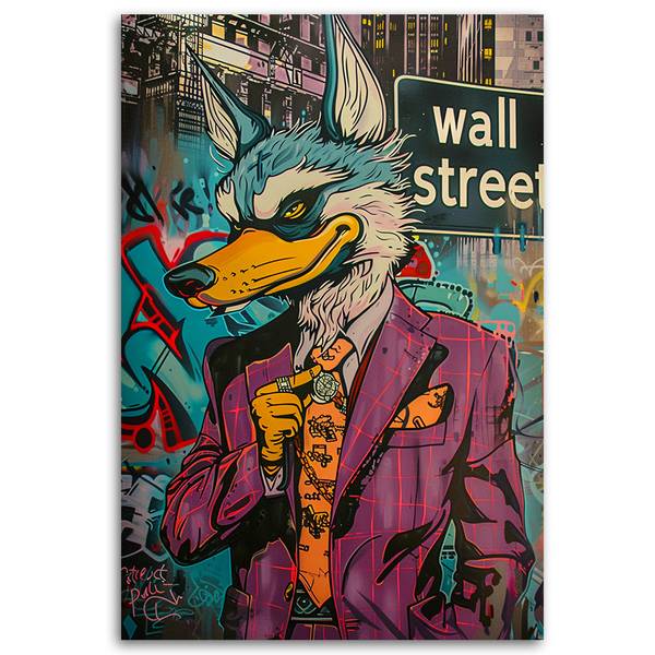 Wandbild wolf von der wall street ai 70 x 100 cm