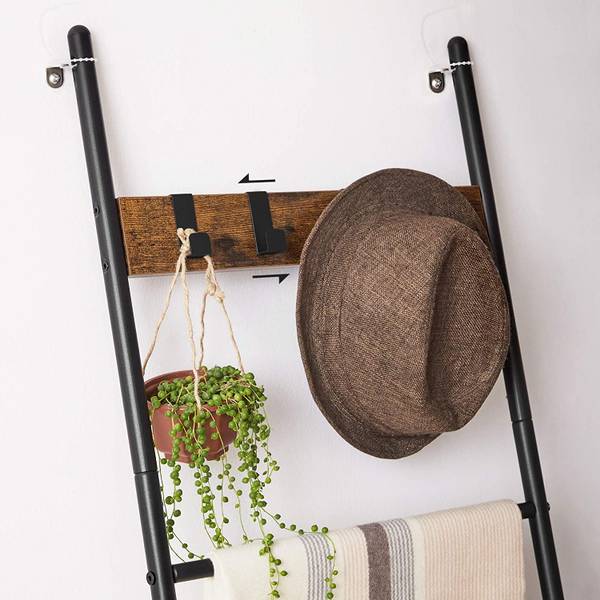 Handtuchleiter Handtuchregal Krasnoyarsk Braun - Holzwerkstoff - 160 x 2 x 44 cm
