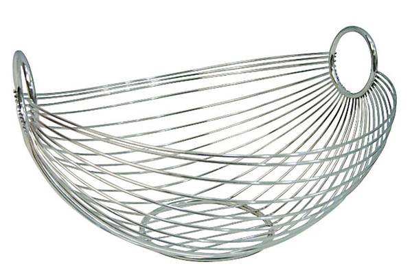 Obstkorb, oval, metall verchromt Silber - Metall - 26 x 16 x 28 cm