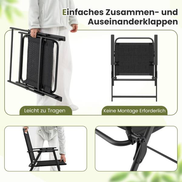 Terrassenstühle ZB34404(2er-Set) Schwarz - Metall - 55 x 83 x 57 cm