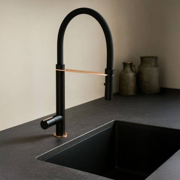 Mitigeur avec douchette cuisine Exil Noir