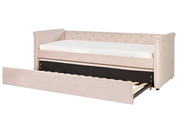 Bett LIBOURNE 3-tlg Pink - Textil - 102 x 75 x 220 cm