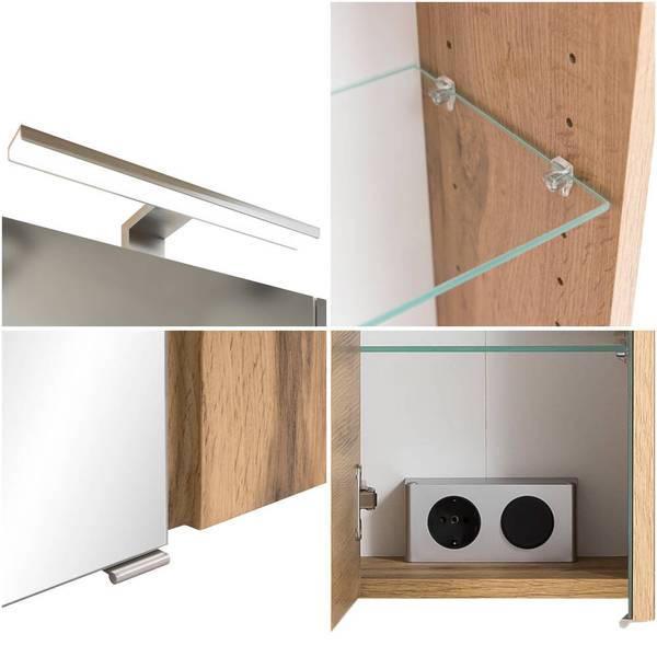 Badmöbel-Set VASTO-03-43 3er-Set Weiß - Spiegelglas - 165 x 200 x 35 cm