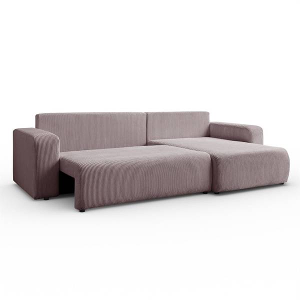 Ecksofa PRESTIGE XL mit Schlaffunktion Pink - Polyester - 277 x 83 x 143 cm