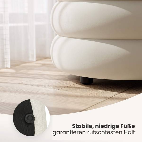 Samt-Sitzbank PUFFO Weiß - Samt - 42 x 42 x 100 cm