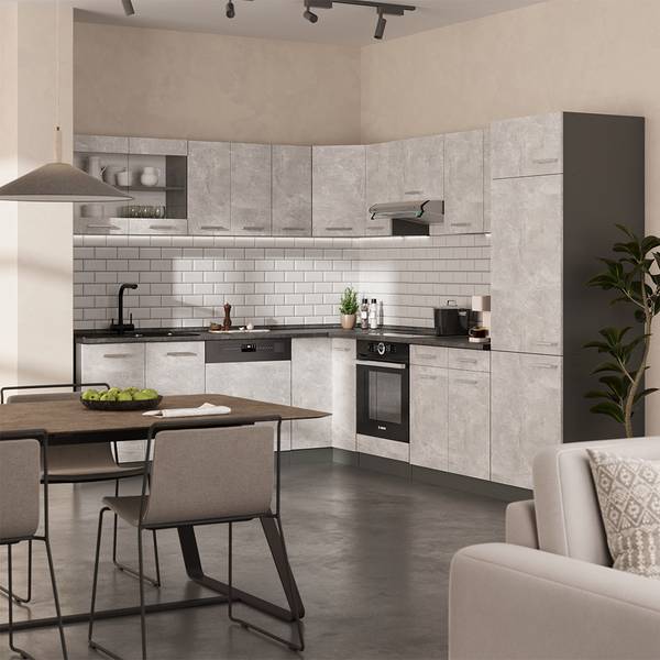 Keukenfront R-Line 37452 grijs - plaatmateriaal op houtbasis - 30 x 196 x 2 cm