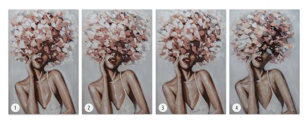 Tableau peint à la main Pétales de Rose Rose foncé - Coton - 60 x 90 x 4 cm