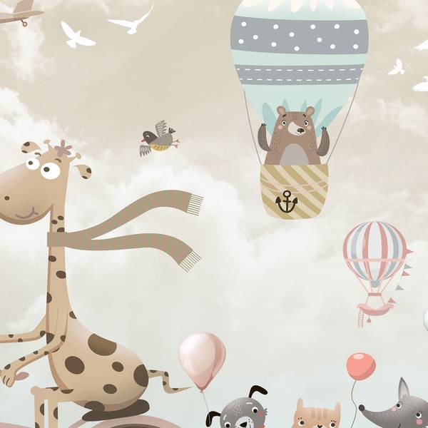 Tableau enfant girafe à velo - 80x50 cm Beige - Fibres naturelles - 80 x 50 x 2 cm