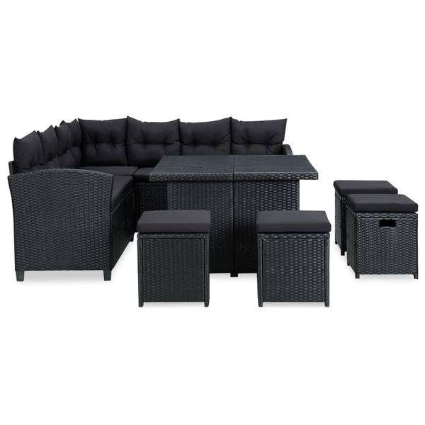 Garten-Sofa-Set 3005114 6-teilig Schwarz