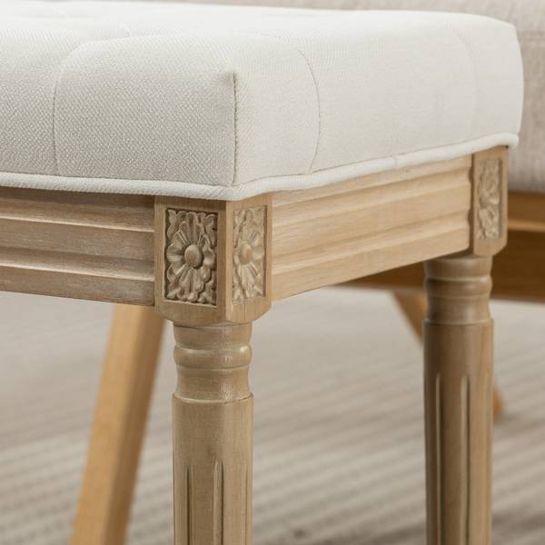 Sitzhocker 838-601V00BG Beige - Leinen - Polyester - 32 x 47 x 42 cm