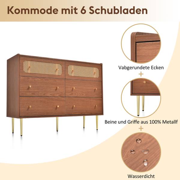 Sideboard Delmo Braun - Holzwerkstoff - Metall - 120 x 90 x 40 cm