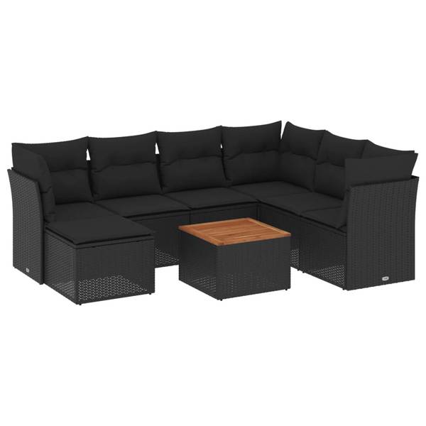 Garten-Lounge-Set 3035659-2 8-teilig Schwarz - Polyrattan - 62 x 69 x 62 cm
