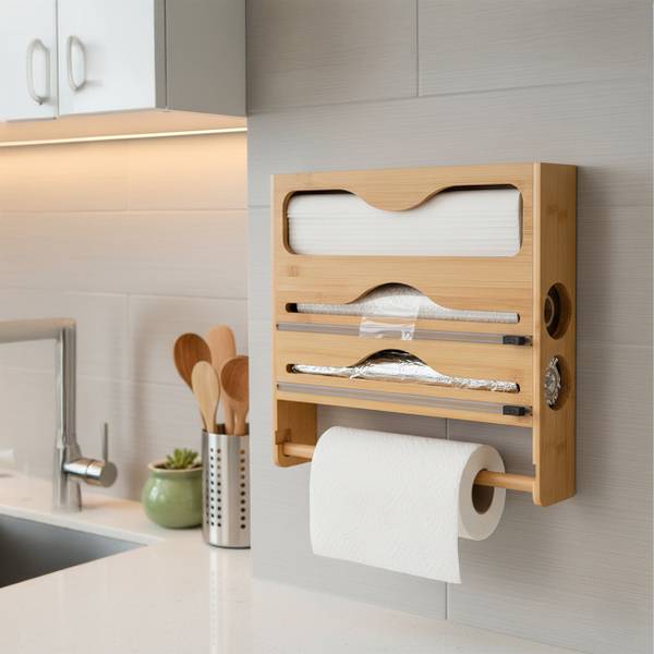 Wandrollenhalter Küche Braun - Holzverbundwerkstoff - 35 x 33 x 7 cm