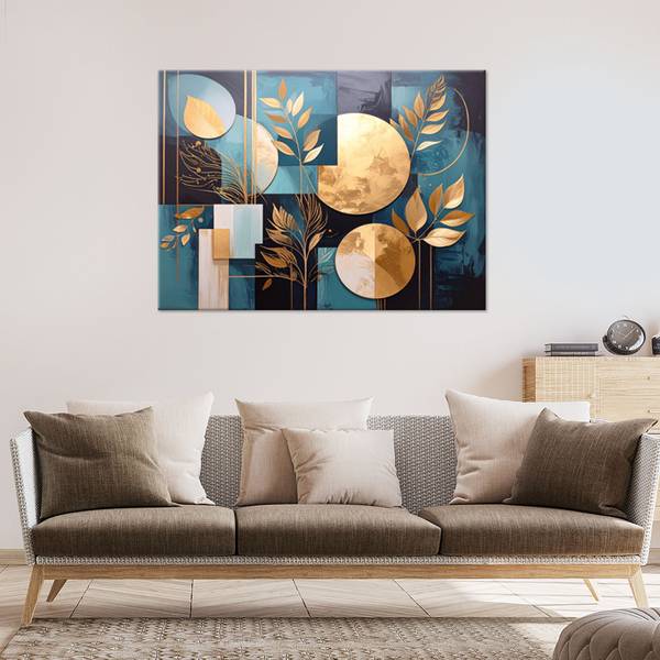 Wandbild Abstrakte Motive Grün - Polyester - 90 x 60 x 3 cm