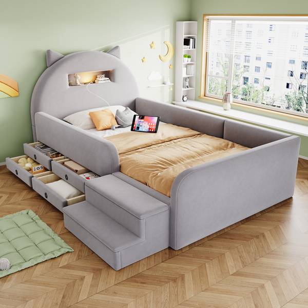Einzelbett K-2251 Hellgrau